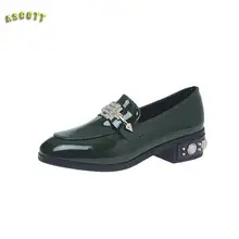 The Fall Of The New Single Woman Shoes Head Small Leather Shoes With Pearl Square England College Wind Shoes Leather Loafer
