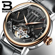 Новые мужские часы люксовый бренд Бингер бизнес сапфировый водостойкий кожаный ремешок Механические наручные часы B-1172-2