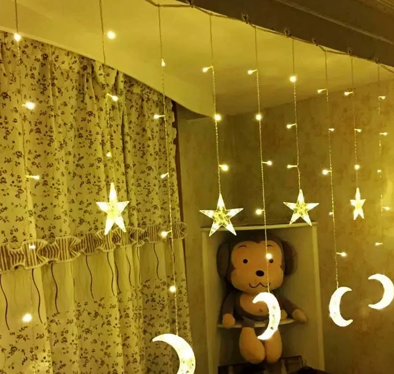 

LED Moon Curtain Light Icicle Light LED Pentagram Christmas Day Lantern Decoration Lights