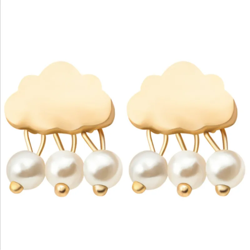 Новое модное серебристое Золото Цвет оболочки облако серьги гвоздики для женщин Имитация Жемчуга этнические серьги-гвоздики женские модные ювелирные изделия