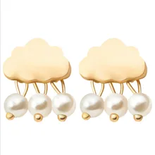 Новое модное серебристое Золото Цвет оболочки облако серьги гвоздики для женщин Имитация Жемчуга этнические серьги-гвоздики женские модные ювелирные изделия