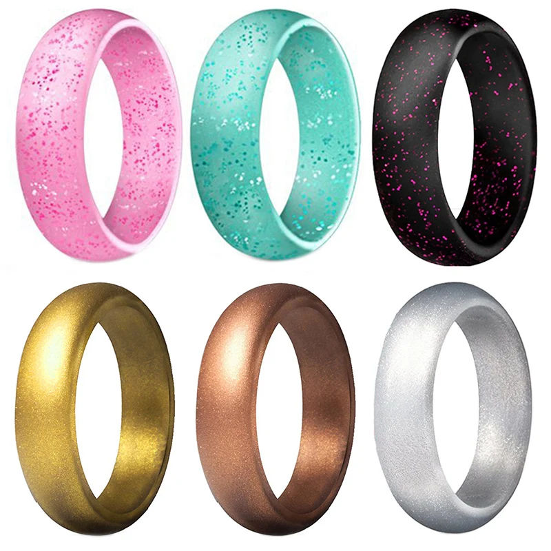 1PC glitter powder silicone ring unisex couple ring shiny gradient