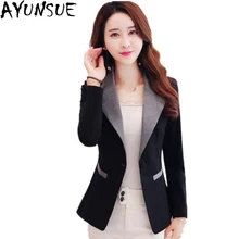 AYUNSUE новые модные женские пальто демисезонный приталенный, с одной пуговицей Блейзер Feminino Плюс размеры повседневное дамы пиджаки для женщин CJ016