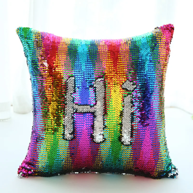 

Modern minimalist two-color sequins embrace pillowcase beads Christmas Home soft cushion European mermaid by pillowcase 40x40cm