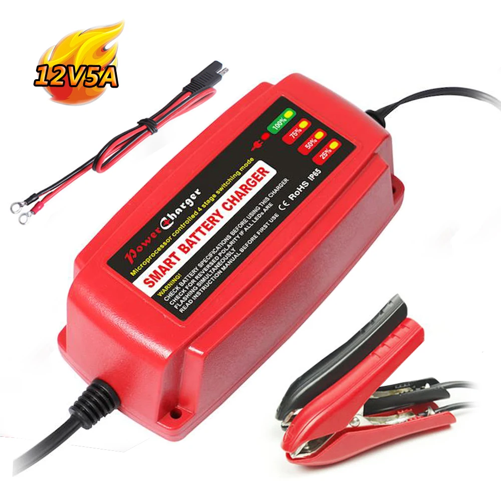 Smart Car Battery Charger Maintainer 12V 5A 4 Stage CE Approved Smart