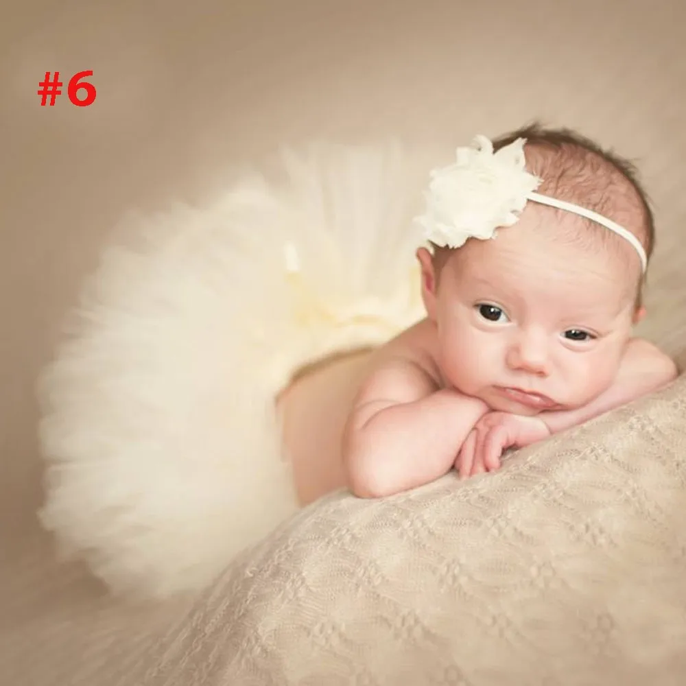 Милая юбка-пачка для новорожденных девочек и повязка на голову, костюм для фотосессии, наряд для малышей, короткая многослойная юбка-пачка для малышей 0-3 месяцев, TS050