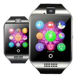 Спорт Смарт часы Q16 Для мужчин Bluetooth Фитнес Running Камера Сенсорный экран Smartwatch шагомер Поддержка TF карты для IOS Android