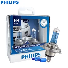Philips с украшением в виде кристаллов видение 9003 HB2 H4 12V 60/55W P43t 12342CVSM 4300 К яркий белый автомобиль галогенная передняя фара Hi/lo луч(двойная упаковка