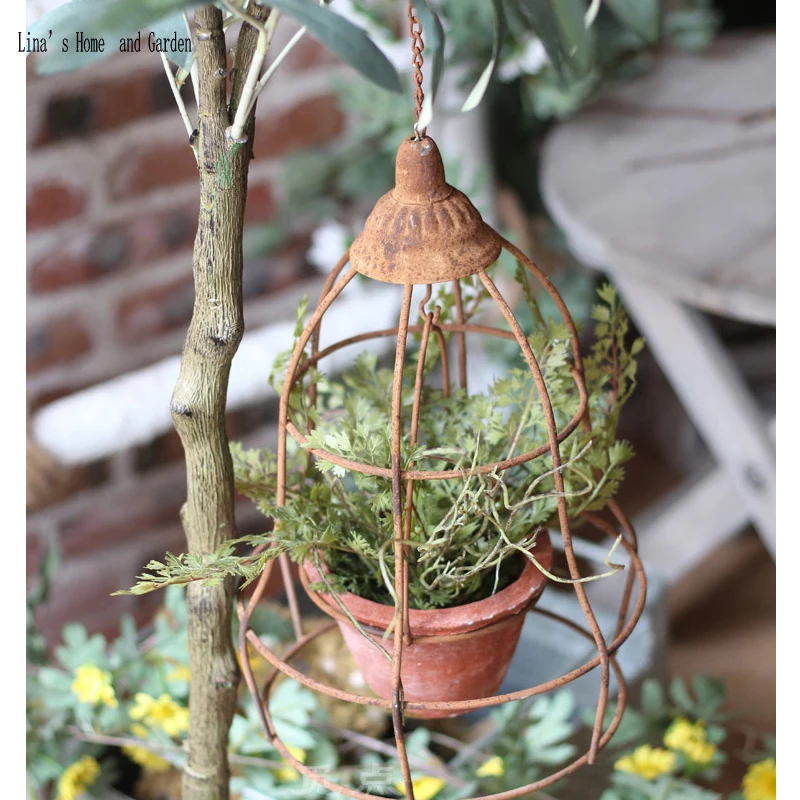 ceiling hanging vintage rustic chic garden pot (2)