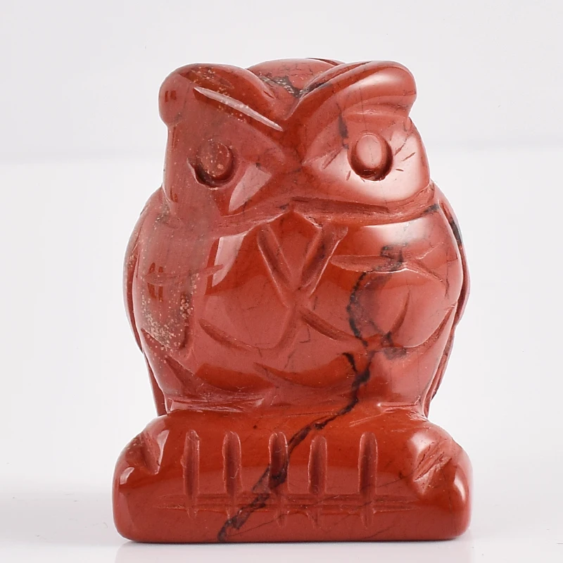 1.5 Inch owl Figurines red jasper crystal statue Craft Carved Natural Stone minerals Mini Animals Statue for Home Decor | Дом и сад