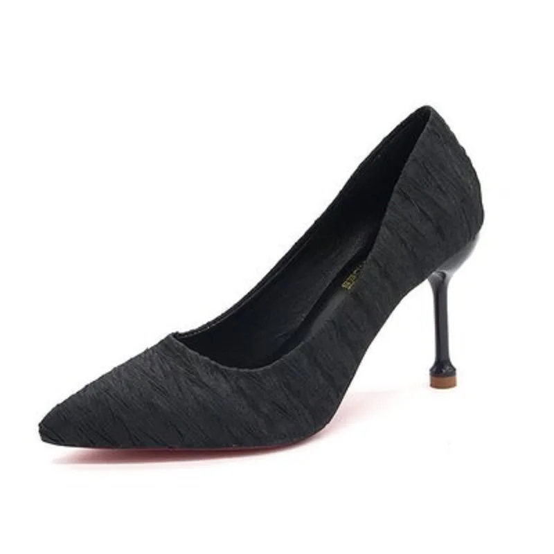 2019 new girl high heel stiletto professional shoes black work shoes pointed shallow mouth with women's shoes
