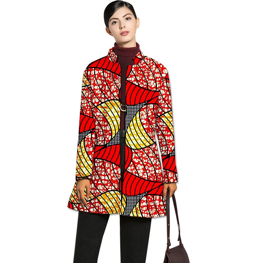 Fashion Women Outerwear Jacket Ankara African Stand Coats Lady Dashiki