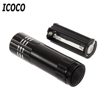 

ICOCO High Quality Portable Mini Outdoor 9 LED Bright Light Stable Power Supply Aluminum Ultra Light Flashlight Torch Lamp