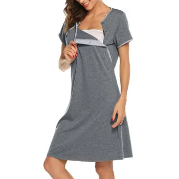 

Pregnancy Dress Maternity Short Sleeve Nursing Baby Breastfeeding Nightdress maternity pyjama cotton nightgown for breastfeeding