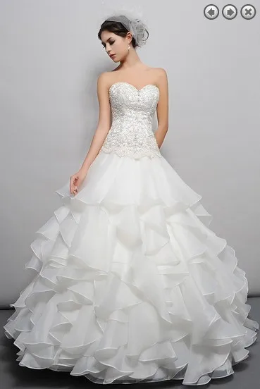 

Free shipping 2013 designer new bridal gown organza brides long dress plus size beaded sweetheart elegant beach wedding dresses