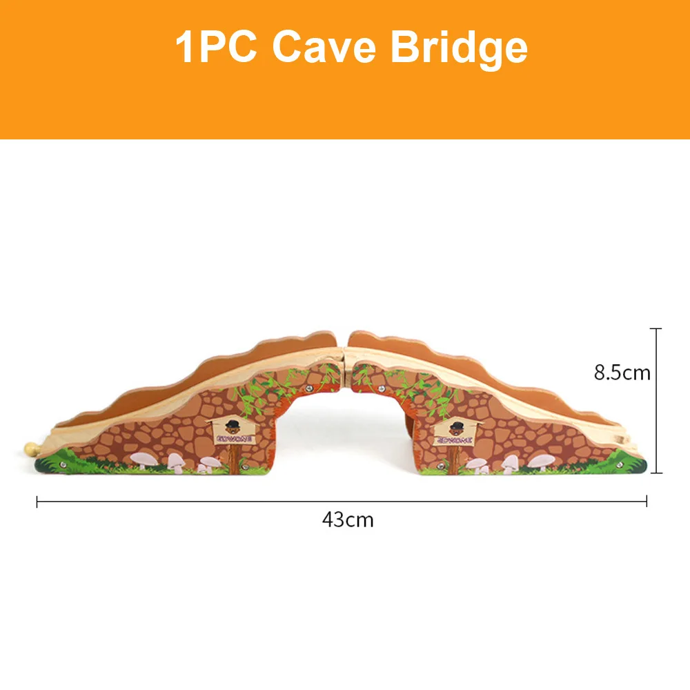 Деревянный поезд трек железнодорожный мост аксессуары различные трек компонент Обучающие игрушки туннель крест мост конкурентоспособный для Томаса - Цвет: cave bridge