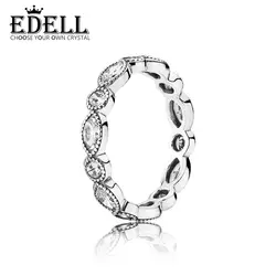 EDELL 100% 925 пробы серебро 190940CZ очаровательные блестящие и маркиза Вырезать Кольцо Элегантный Для женщин оригинальные украшения рекомендуется