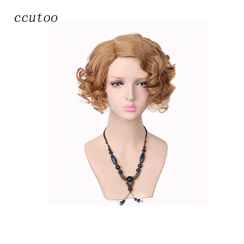 

ccutoo 12" female Blonde Curly Short Side Part Styled Synthetic Hair Fantastic Beasts and Where to Find Them Cosplay Full Wigs