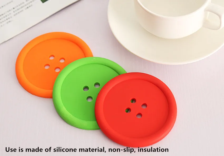 Creative Silicone Cup Mat Home Round Colorful Button Cup Coaster Cup