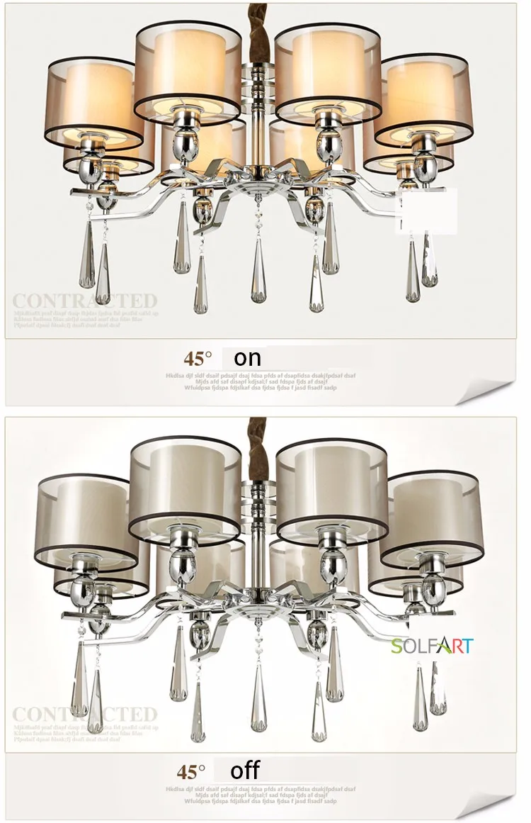 Лампа solfart люстра светильник ing для спальни как подвеска с дымчатой хрустальной тканью абажур Хромированный Светодиодный светильник люстры