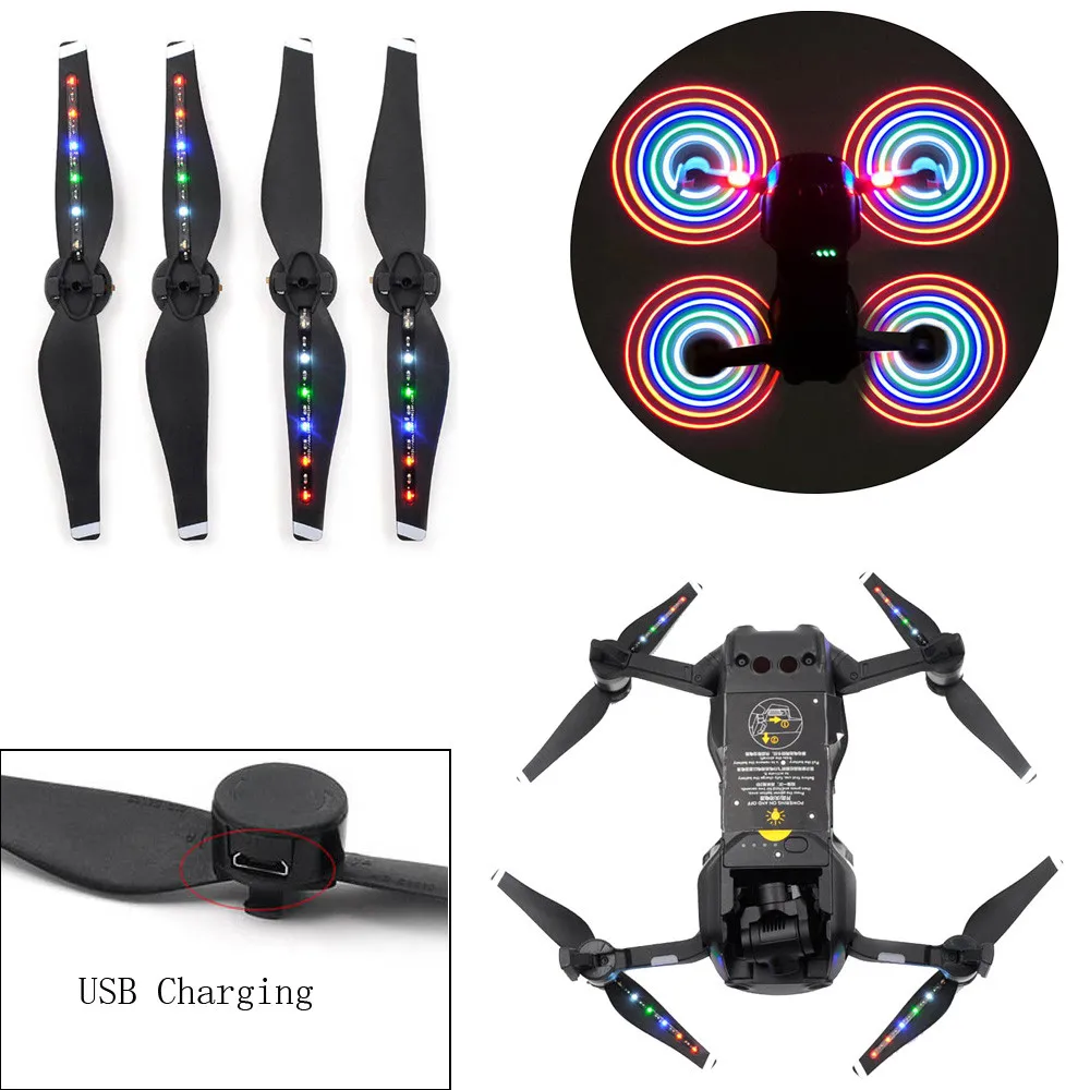 

2Pairs Mavic Air accessories LED Flash Propeller Night Flying Blades for DJI Mavic Air Drone mavic air led propeller led May14