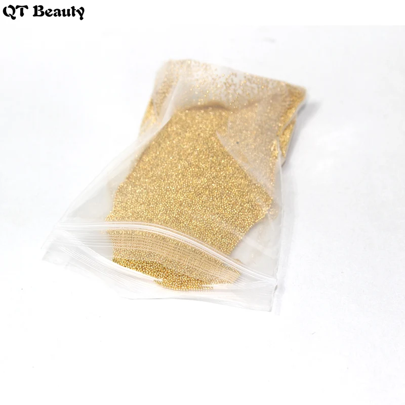 QT beauty 1 сумка мини-ногтей икра с металлическим блеском бусины золото 0,8 мм/1 мм дизайн ногтей Жемчуг со стразами украшения «сделай сам» аксессуары для ногтей M