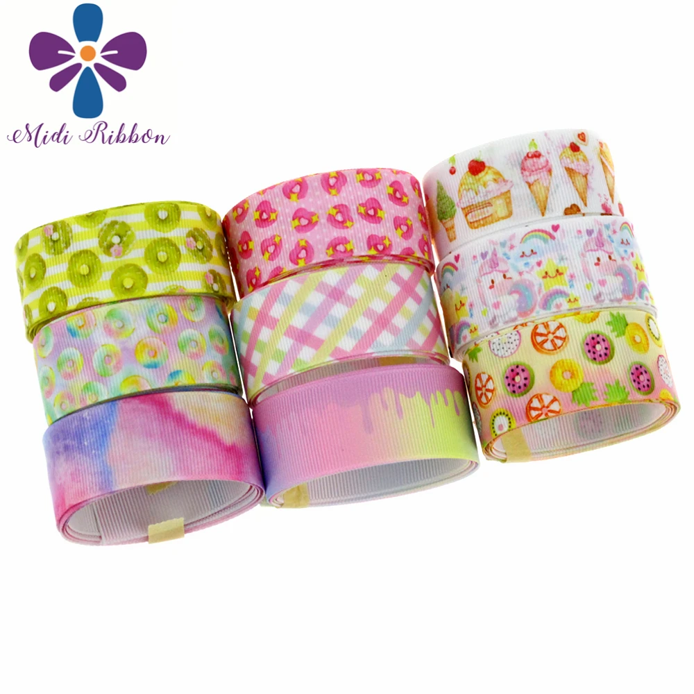 

16mm-75mm Colorful Series Pink Galaxy Doughnuts Printed Grosgrain/Elastic Ribbon DIY Party Gift Decor 50yards/roll