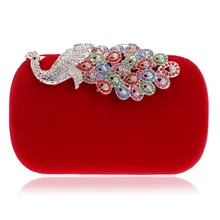 2016 Candy farbe pfau design diamanten frauen taschen samt kleinen geldbeutel halter taschen strass clutch abendtaschen für hochzeit