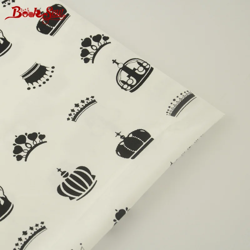 Booksew 2017 New Arrival Black Crown Cotton Twill Fabric Soft Cloth Tela For Baby Beding Dolls Patchwork Craft Quilting Tecido|fabric soft|cotton