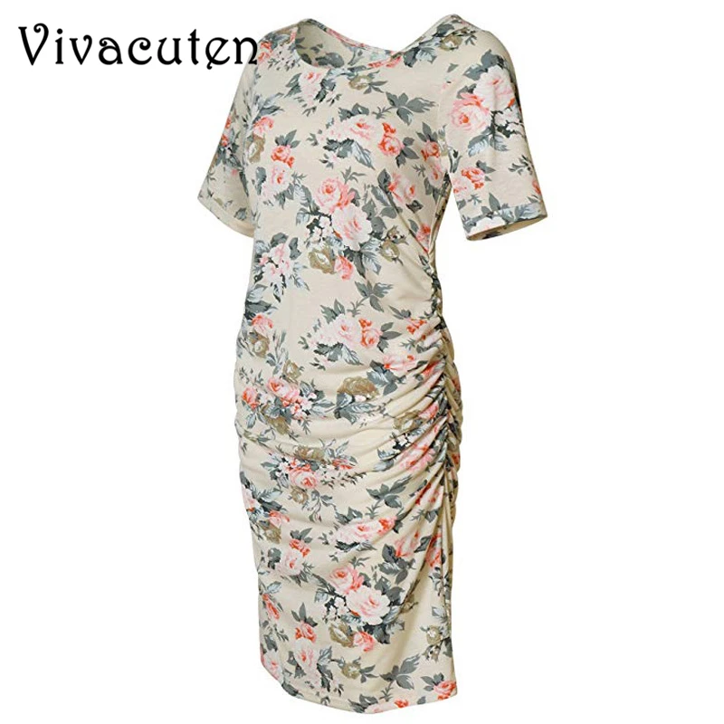 

Maternity Dresses Summer Maternity Women Clothes Floral Print O-Neck Short Sleeve Pregnancy Dress Fashion Women Dress Clothes