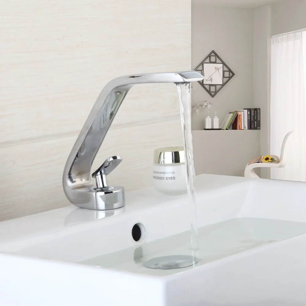 

Bathroom Faucet Chrome Finish Basin Sink Faucet Hot&Cold Water Mixer Tap Single Handle Faucet . Bathroom Basin sink Mixer Tap