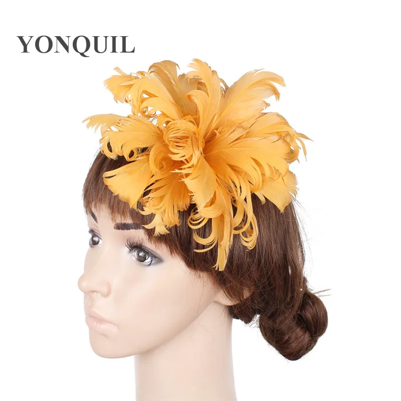 

elegant feather fascinator hair accessories party hats wedding hats feather brooches bridal headwear Multiple colors available