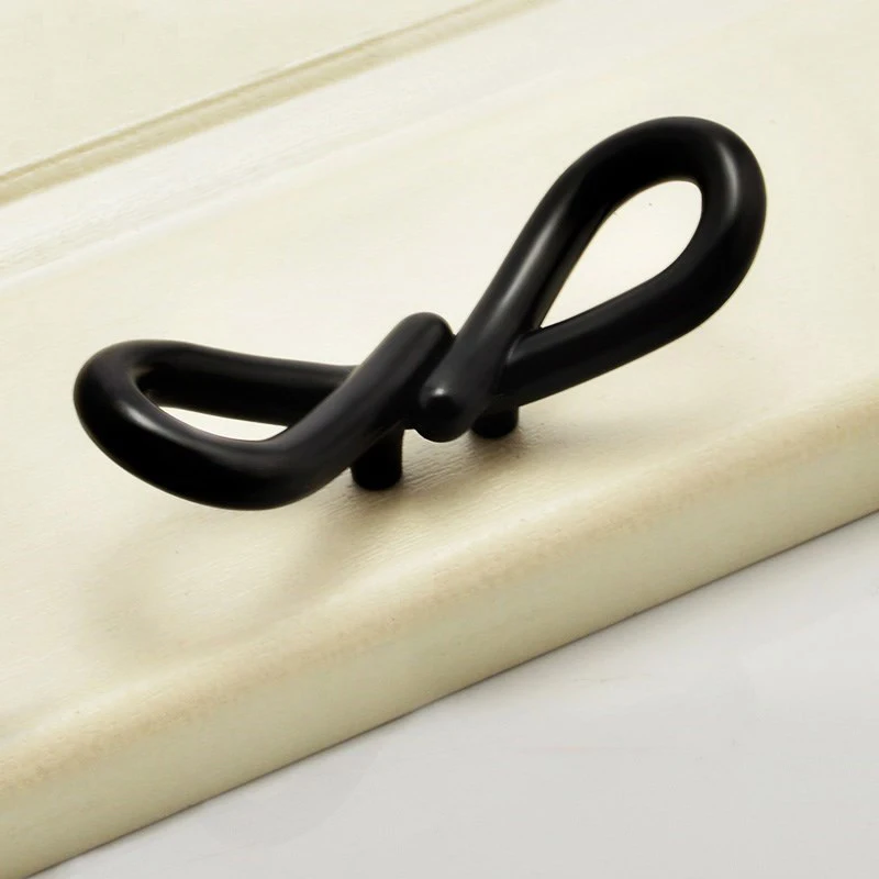 

Black bow Handles and knobs cabinet wardrobe door Handles for furniture kitchen handles children room