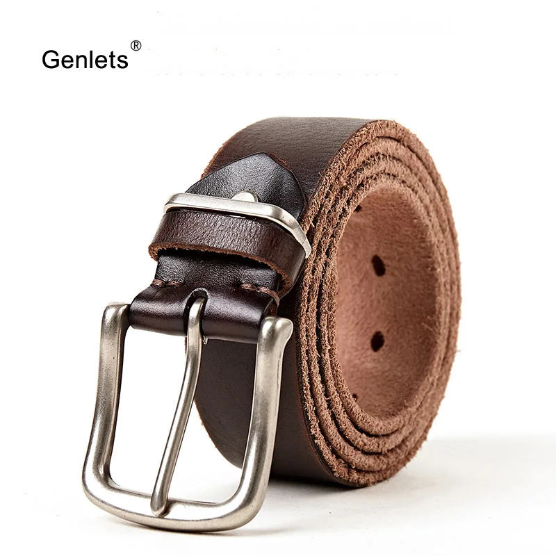 Mens belts fashion cowhide genuine leather for Male Straps Buckles Waistband jeans cintos