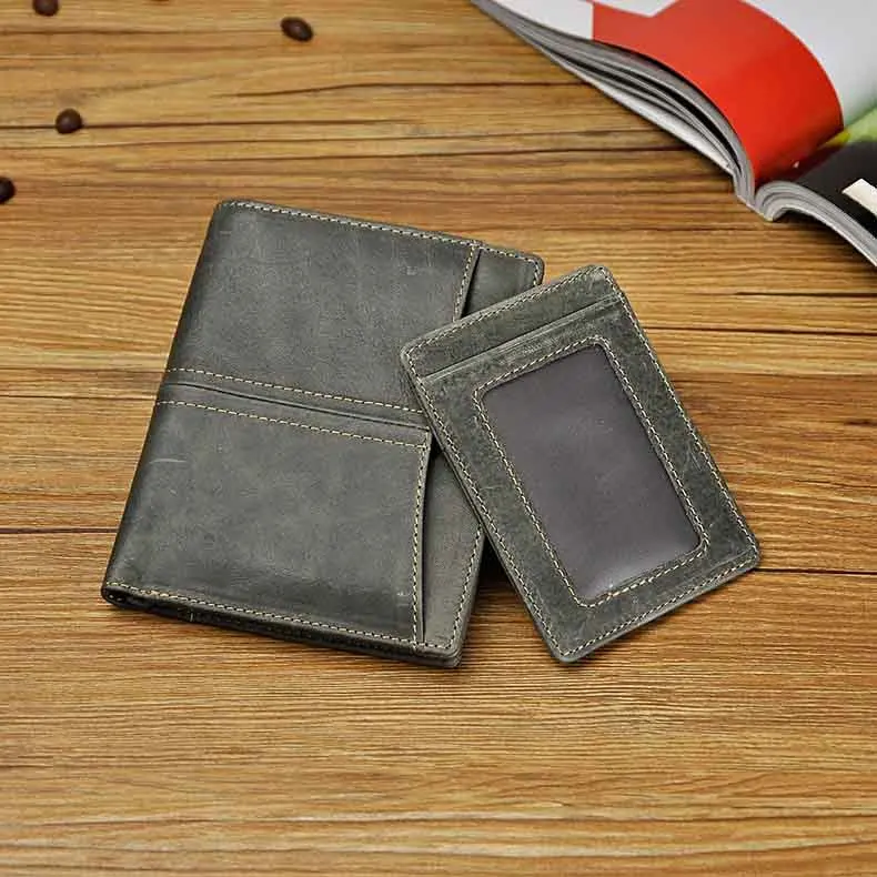 Брендовый кожаный короткий чехол для визиток, мужской Дизайнерский Модный вертикальный кошелек на молнии, хипстер 7703 - Цвет: grey
