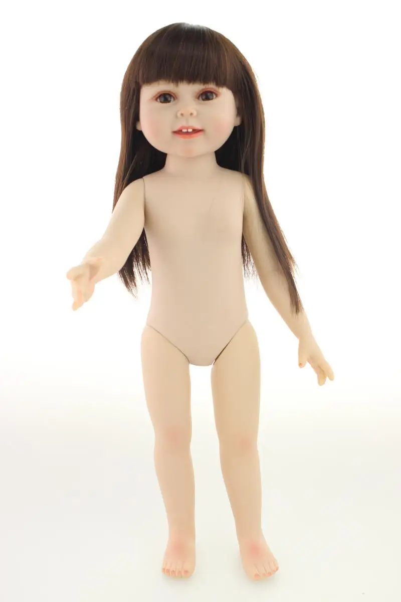 45 см винил reborn girls Dolls ню маленькая девочка новорожденный может наряжаться для