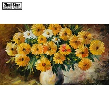 Чжуи звезда полный квадратный алмаз 5D DIY Алмазная картина фото на заказ "желтая Маргаритка" 3D вышивка крестиком Мозаика Декор