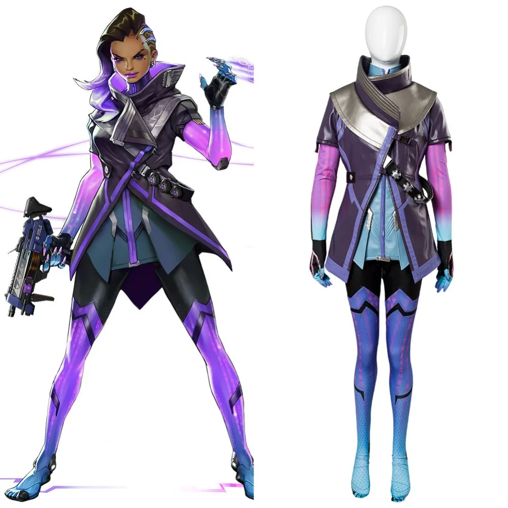 Женский костюм для косплея OW Sombra Hacker карнавальный на Хэллоуин | Тематическая