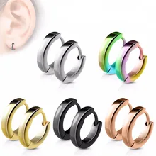 Модная Серебряная Сережка& золото-цвет панк-рок нержавеющая сталь маленькая серьга-кольцо для женщин и мужчин ушное кольцо клипсы круглые серьги