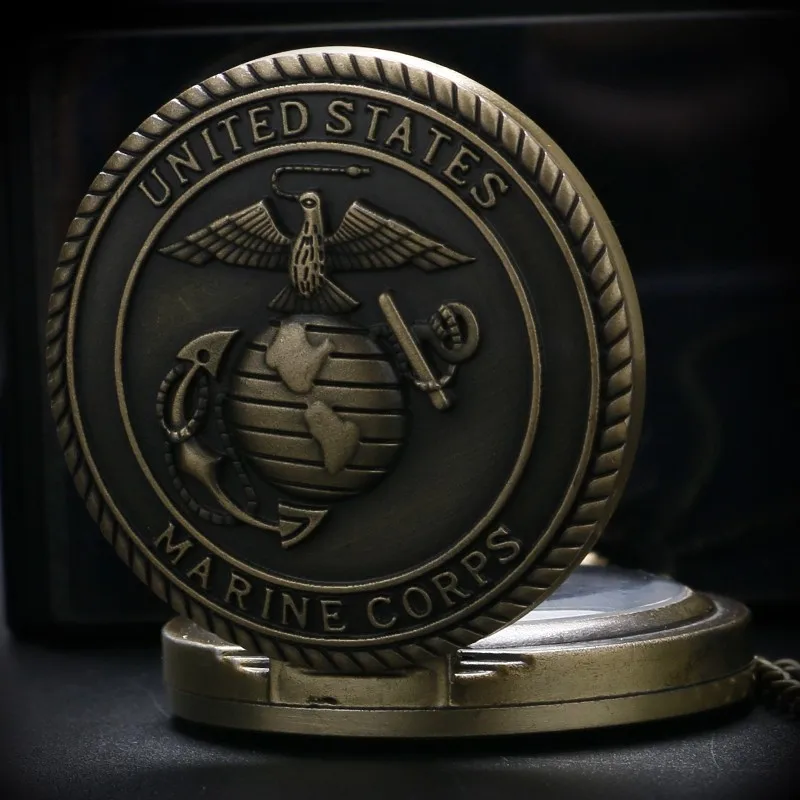Винтажные бронзовые ретро Соединенные Штаты морской корпус тема карманные часы для мужчин женщин военные мужские подарки