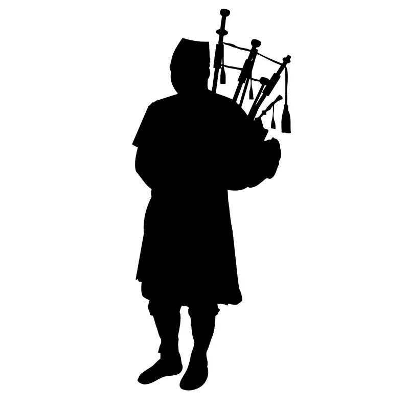 

8.2cm*19.5cm Bagpipes Piper Musical Vinyl Car-Styling Car Sticker Black/Silver S3-5849