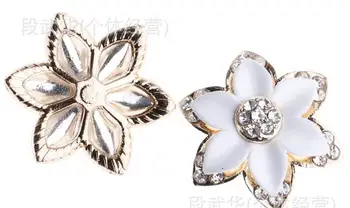 

23mm Hexagonal flower flat back alloy button,scrapbooking Invitation Card buttons Metal rhinestone button jewelry accessory