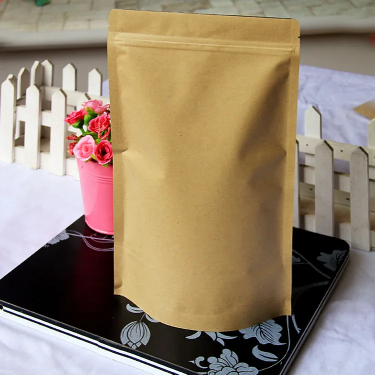 

HLL-0228 Kraft paper bag 22*29+4.5cm aluminum self-supporting zipper tea dry food card letter Book Storage articles 50pcs/set