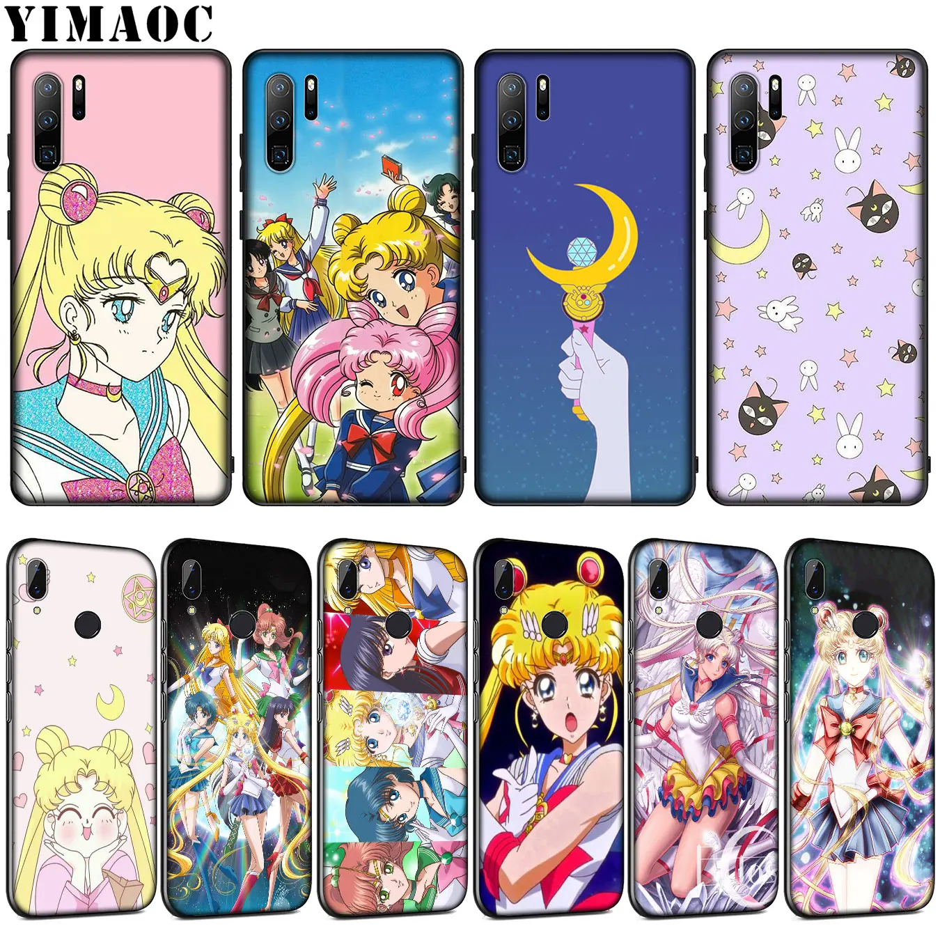 

YIMAOC Anime Sailor moon Soft Silicone Case for Huawei P30 P20 Pro P10 P9 Lite Mini 2017 2016 Black Cover P Smart Z 2019