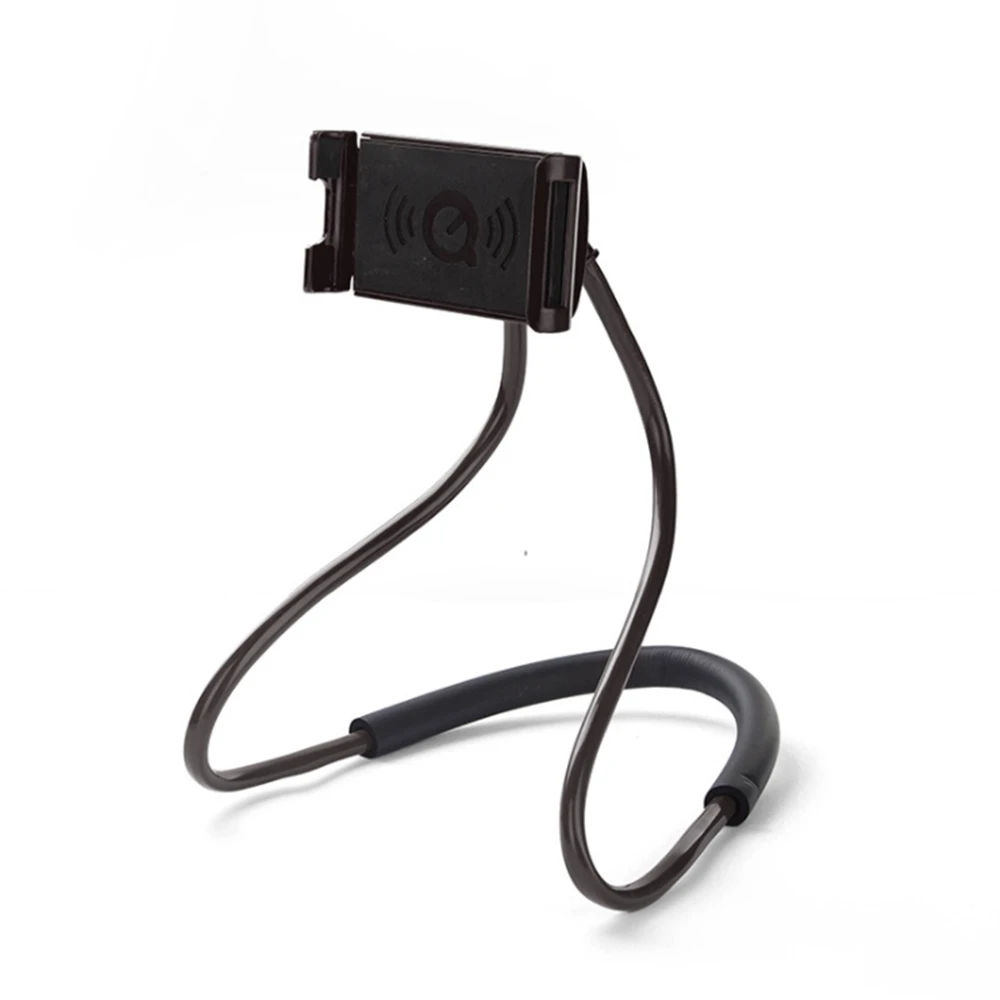 Ленивый висячий держатель для телефона на шею, подставка для мобильного телефона, ожерелье, держатель для мобильного телефона для samsung, универсальный держатель для iPhone - Цвет: Черный