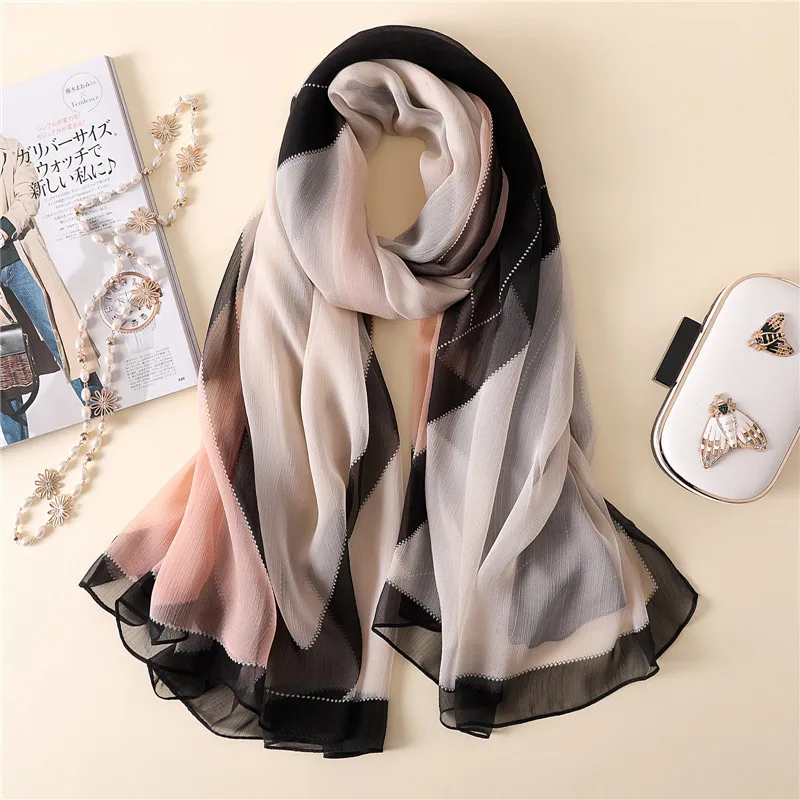 Bulle En Mousseline De Soie Hijab écharpe 70*180 Cm Grande Taille