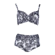 Страусиная Сексуальная невинная женская черно-белая печать из двух частей пуш-ап Пляжная одежда Великолепная купальная Великолепная Мода