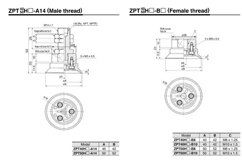 Сверхпрочный коврик для вакуумной присоской ZPT32HN-B5 ZPT40HN-B10 ZPT50HN-B10 ZPT63HS-B16 SMC Тип