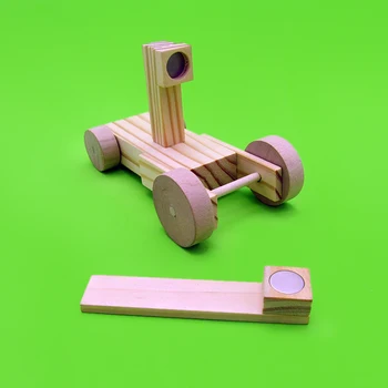 

Magnetic power trolley wood assembled toy diy technology educational toys