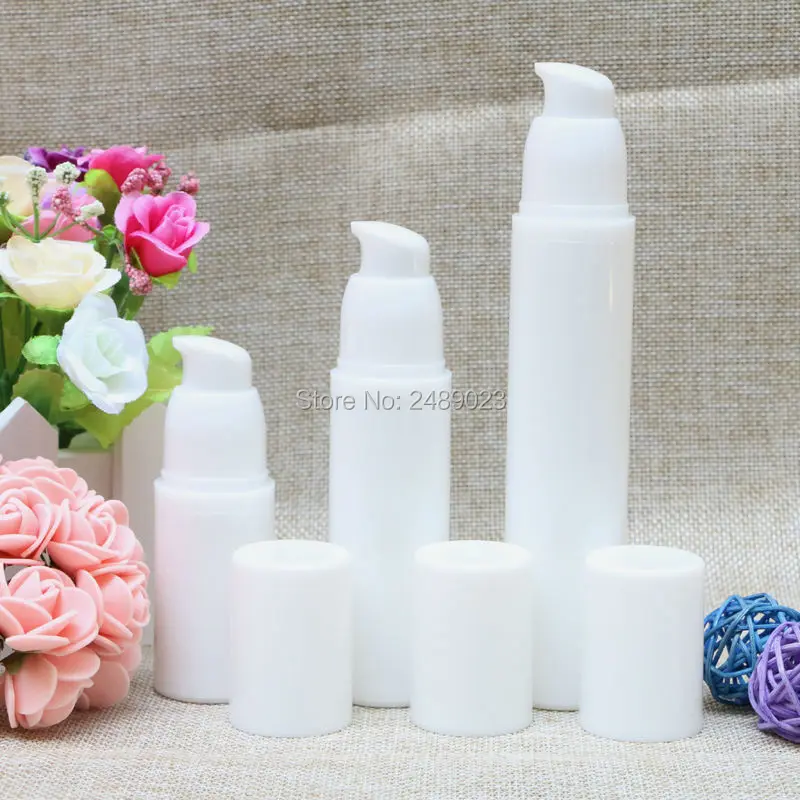 

15ml 30ml 50ml Travel Lotion Bottle Container White Airless Bottle Portable Makeup Refillable Bottles 10 pcs/lot